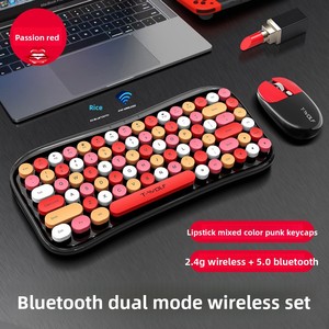 T-WOLF Tf660 Thunder Wolf Bàn Phím Không Dây & Chuột Set Cho Bluetooth Đầy Màu Sắc Son Môi Cô Gái Punk Cho Máy Tính Xách Tay - Product Image 6