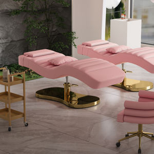 Muebles de Salón de Belleza Modernos de Lujo y Alta Calidad, Cama de Spa Facial de Cuero Marrón, Base de Acero Inoxidable, Cama para Pestañas, Cama de Belleza Curva - Product Image 6