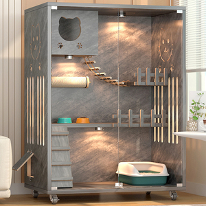 Jaula de madera maciza para el hogar, gabinete para gatos, casa para gatitos, casa para mascotas, Villa para gatos de lujo para interiores - Product Image 3