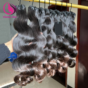 Rohhaar-Bündel Echthaar-Extensions Body Wave Ohne Haarausfall 100% Unverarbeitetes Jungfräuliches Rohes Indisches Haar Bündel zum Einnähen Natürliches Schwarz - Product Image 2
