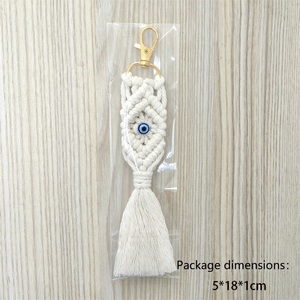 Porte-clés bohème à pompon, pendentif en fil de coton tissé à <span class=keywords><strong>la</strong></span> main pour breloque de sac, nature morte colorée pour mariage, anniversaire - Product Image 5