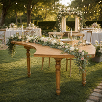 Table de ferme traditionnelle en bois massif, style antique, courbée en serpentine, pour repas en plein air et usage hôtelier
