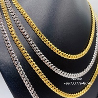 Nouveautés 2022 Vente en gros Collier chaîne cubaine en argent sterling 925 pur 20" 24" Chaîne à maillons cubains