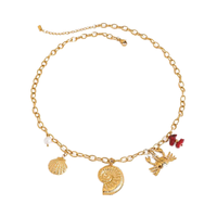 Collier acrylique en acier inoxydable plaqué or 18 carats doux avec pendentif à breloque ours cerise réglable mode femmes bijoux cadeau