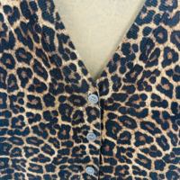 E&L OEM Damen Dünner Sommer Atmungsaktiver Vintage-Stil Pullover mit Regulärem Ärmel, Neuer Einfacher Leopardenmuster-Knopfpullover