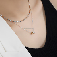 Collier pendentif double anneau en cercle entrelacé fin pour femmes, argent sterling 925, chaînes de mode, colliers, bijoux personnalisés