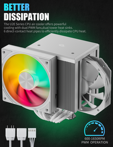 Refroidisseur d'air pour processeur ARGB en gros upHere, 6 caloducs, double ventilateur PWM 120 mm, dissipateur thermique silencieux pour AMD AM5 Intel LGA 1700 1851 1200 - Product Image 6