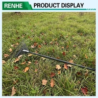 Râteau à feuilles agricole portable et évolutif en métal pour jardin, avec manche métallique
