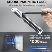 Dompet Kartu Magnetik Khusus untuk Ponsel dengan Penyangga yang Dapat Disesuaikan, Pemblokir RFID, Dompet Kartu Kredit MagSafe untuk iPhone