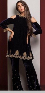 2021 Latest Beautiful Kurta with <b>Pant</b> Party/Wedding Dress with Lace and Button Decoration Elegant Applique Work - Product Image 2