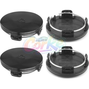 TAPA CENTRAL DE RUEDA TAPÓN CUBIERTA LLANTA SilverSet de 4 Centro negro Cromo 52960-38300 52960-3K210 52960-3K250 Se adapta a cada modelo de automóvil - Product Image 1