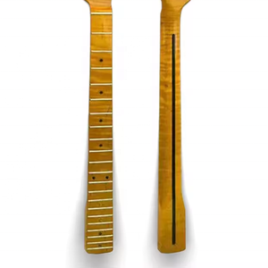 Mástil de guitarra ST de 21 trastes y 9.5 pulgadas de radio, de arce flameado con diapasón de arce, acabado brillante, para reemplazo de guitarra - Product Image 1