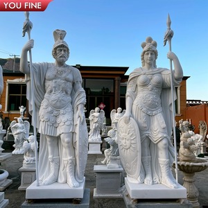 Youfine bằng đá cẩm thạch trắng Châu Âu chiến binh điêu khắc cho cổ điển vườn Manor vuông trang trí nội thất - Product Image 5