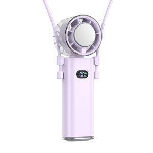 Wholesale Digital Display Handheld Fan 3600mAh Rechargeable Wearable Mini Cooling Fan with Lanyard for Outdoor Travel - Product Image 1