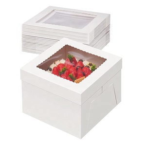 Eco Friendly Square Kraft paper tall Cake Box Custom White Bakery cake box 12*12*5 inches