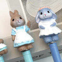 Stylo bille rechargeable en métal à mécanisme rotatif avec tête de figurine animale en résine souple, logo gravé personnalisé, pour la vente au détail en librairie