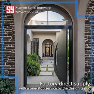 ประตูเหล็กดัดสีดำทันสมัยแบบหมุนและแบบเปิด-ปิดได้ พร้อมคุณสมบัติป้องกันการโจรกรรม สำหรับทางเข้าภายนอกวิลล่าหรือห้องโถง - Product Image 5