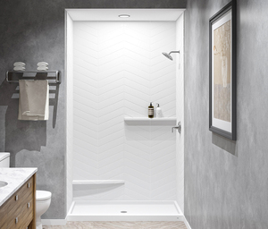 Stock in USA Bathroom Culture Marble Shower Surround Artificial Stone Shower <strong>Brick</strong> <strong>Wall</strong> <strong>Panels</strong> Shower Stall Kits Base - Product Image 3