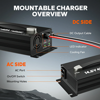 Chargeur de batterie LiFePO4 portable professionnel LiTime 12V 40A 14.6V avec indicateurs LED pour démarrage d'urgence