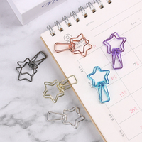 6 pièces/ensemble mignon Mini coeur chat fleur étoile évidé conception fil métallique pince à reliure longue queue Clips bureau livre papeterie