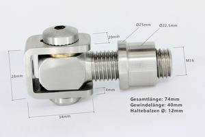 Charnière de portail courte réglable <span class=keywords><strong>M16</strong></span> en acier inoxydable avec écrou à souder pour portails de jardin et clôtures - Product Image 3