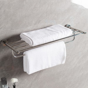 Wall-Mounted Stainless Steel Double Layer Towel Rack with Organizer <b>Shelf</b> <b>Mirror</b> Polished <b>Bathroom</b> Towel Holder 2 Bars - Product Image 2