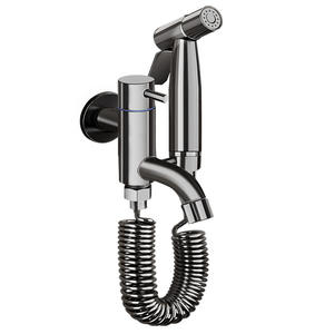 Grifo de cobre para fregadero de balcón con pistola pulverizadora, juego de descarga de inodoro de una entrada y dos salidas, diseño moderno - Product Image 3