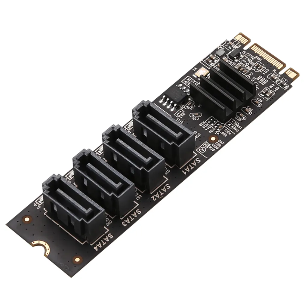 M.2 To SATA 3.0 B+M KEY 4 Port Expansion Card SATA3.0 Adapter Card for M2 NVME PCI-E PCIE 3.0 To SATA Riser Card for PC Computer
