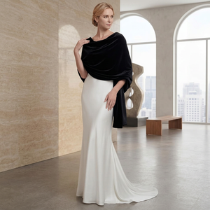 Premium Look Soft Velvet Draped <b>Shawl</b> <b>Wrap</b> for Women Special Occasion Party Evening Wear - Product Image 5
