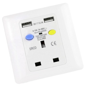 Prise murale GFCI blanche NANDAO avec ports USB, construction en plastique, indice <span class=keywords><strong>de</strong></span> protection IP67 - Product Image 1