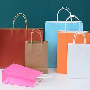 Saco de papel Kraft para alimentos com logotipo de marca personalizado, saco de papel Kraft branco com alça