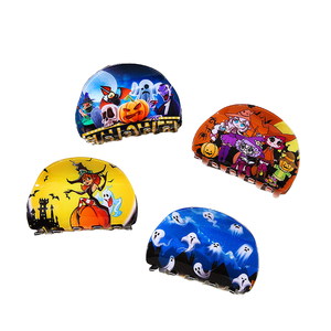 Pinza <span class=keywords><strong>de</strong></span> Pelo con Diseño <span class=keywords><strong>de</strong></span> Calabaza, Calavera, <span class=keywords><strong>Bruja</strong></span>, Fantasma y Media Luna, Estilo Europeo Americano, Nueva Serie <span class=keywords><strong>de</strong></span> Halloween para Niñas - Product Image 1