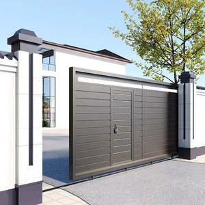 Porte de garage sectionnelle électrique à double ouverture en alliage d'aluminium moderne pour villa/cour - Product Image 1