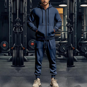 Tuta sportiva Casual con cappuccio a maniche lunghe con cerniera calda impermeabile da uomo in pile tinta unita autunno/inverno - Product Image 3