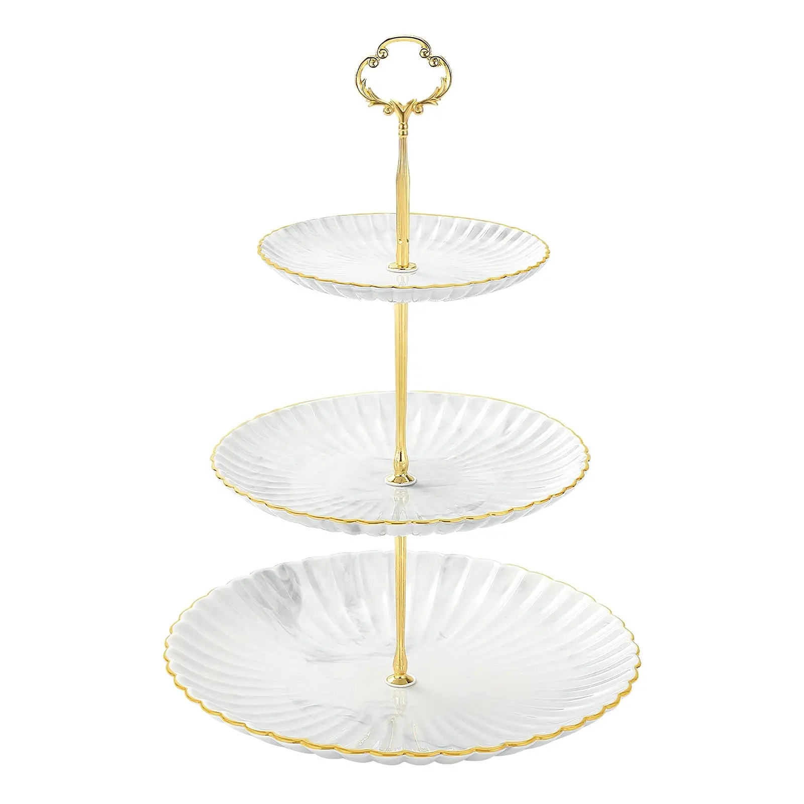 Tivray Custom 3 Tier Ceramic Wedding Dessert Fruit Snack Cupcake Cake marmo elegante Dessert Stand per Tea Party piatto da portata