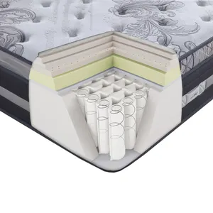 Colchon Luxury Double Queen King Matelas 12 Inch 7 Zone Pocket Coil Spring Latex Mattress In Box