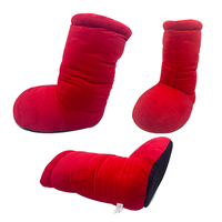 Volwassen Grote Rode Laarzen Slippers Valentijnsdag Cadeau Fuzzy Groothandel Indoor Slippers Pluche Grote Rode Laarzen Voor Dames Meisjes
