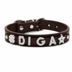 Trendy DIY Metal Diamond Alphabet Pet <b>Collar</b> Customizable Combine Pet Name Logo Removable Personalized Dog <b>Collar</b> Modern Design - Product Image 1