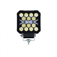 Projecteur de travail LED rond à lentille hexagonale pour camion, lampe de conduite tout-terrain avec ailettes de refroidissement et support en U, auxiliaire