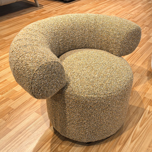 Divano in Tessuto Beige Crema Personalizzabile a 1 Posto, Comoda Poltrona in Legno per Hotel e Appartamenti, Stile Componibile per Salone - Product Image 5