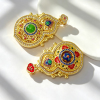 Pendentifs gourde ajourés en filigrane avec strass et effet goutte d'huile, amulette porte-bonheur chinoise pour colliers chaîne de pull, vente en gros