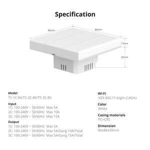 SONOFF TX T5 86 Series Smart LED Light Wall <strong>Switch</strong> Ultimate Full Touch WIFI Button Alexa EU Compatible 240v PC Material Home Use - Product Image 5