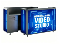 Cabina de DJ Portátil con Ruedas, Impermeable, de Alta Luminosidad, con Luces LED para Exteriores, Mostrador Portátil para Bar de Cócteles, Discoteca, Escenario para Actuaciones de DJ
