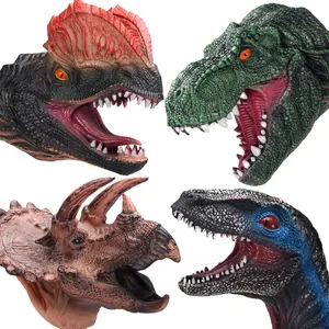 Títere de dinosaurio personalizado para niños, títeres de cabeza de Trex de Rap, goma de látex suave realista, vinilo, Animal de mano