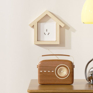 Wood <b>Light</b> Switch Cover House Shape Pine Modern Simple Wall Socket Decorative <b>Panel</b> For Home Interior - Product Image 3