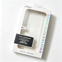 Boîte d'emballage portable pour téléphone portable en papier blanc, personnalisée, avec fenêtre transparente et languette de suspension pour l'électronique mobile