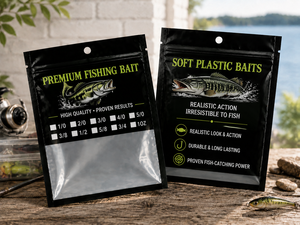Custom Printed High-<b>Clear</b> Window Fishing Lure Bait <b>Bags</b> Customized Soft Plastic Packaging for Fishing Worms Made Aluminum Foil - Product Image 1