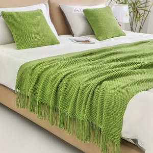 Manta de punto con borlas estilo nórdico, ideal para hoteles, camping y sofás - Product Image 1