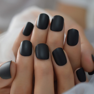 <span class=keywords><strong>Uñas</strong></span> artificiales acrílicas <span class=keywords><strong>negras</strong></span> para niña, manicura corta de alta calidad, ovalada, <span class=keywords><strong>mate</strong></span> - Product Image 4