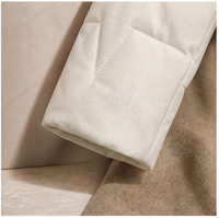 Veste en duvet de luxe en cuir de mouton crème avec col en fourrure de vison, manteau matelassé à nouer à la taille pour femmes